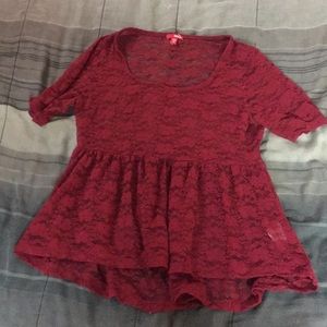 Red see-through blouse